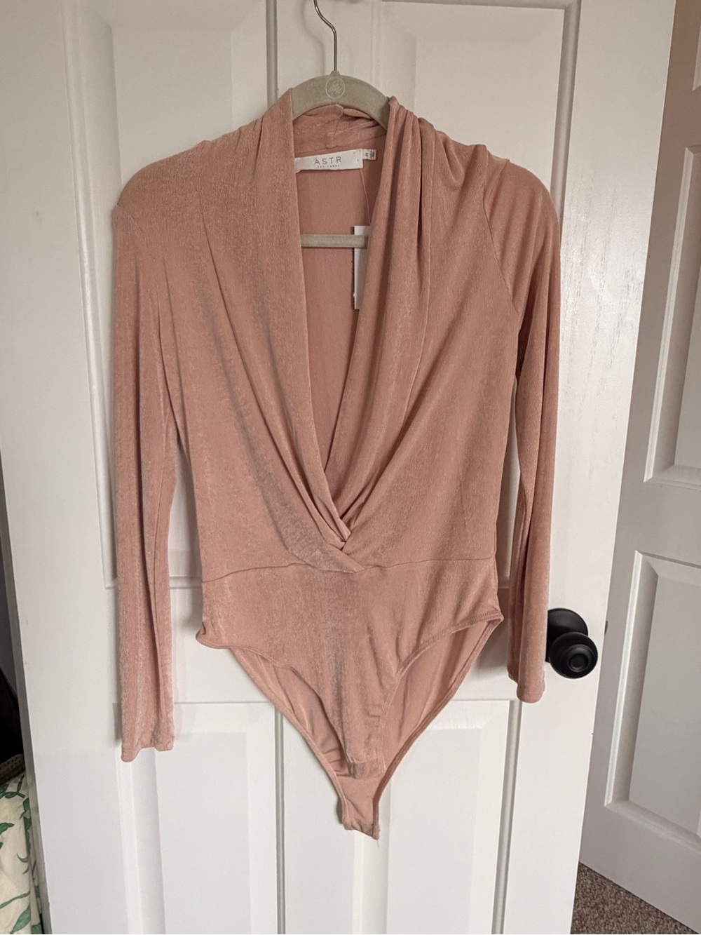 Astr Dusty Rose Long-Sleeve Wrap Bodysuit